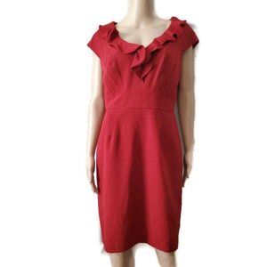 Sandra Darren Women’s Ruffle Front V-Neck Cap Sleeve Sheath Dress Size 8